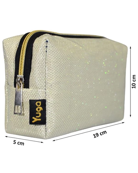 Yuga Makyaj Çantası Simli Sedef Beyaz - 3