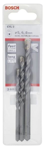 Bosch - cyl-3 Serisi, Beton Matkap Ucu 3'lü Set 5-6-8 mm - 2