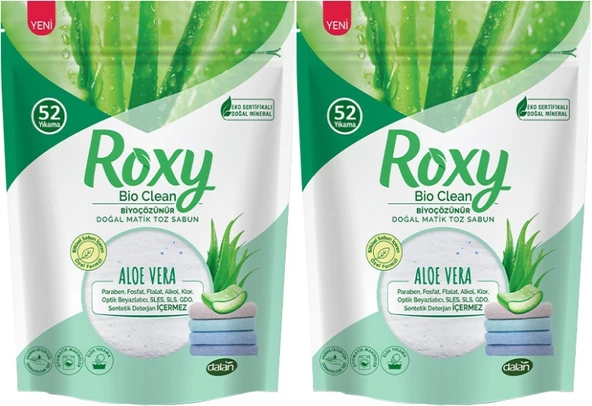 Dalan Roxy Bio Clean Matik Sabun Tozu 1.6Kg Aloe Vera (2 Li Set) (104 Yıkama)