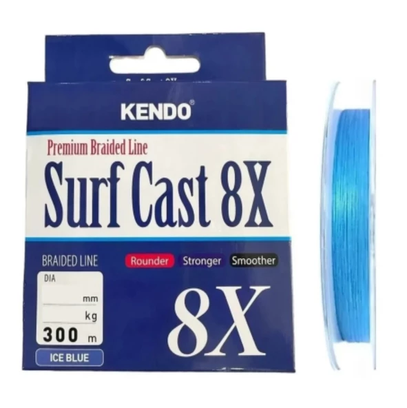 Kendo Surf Cast 8X Kat Fighting 300 mt Örgü İp Misina (ICE BLUE)