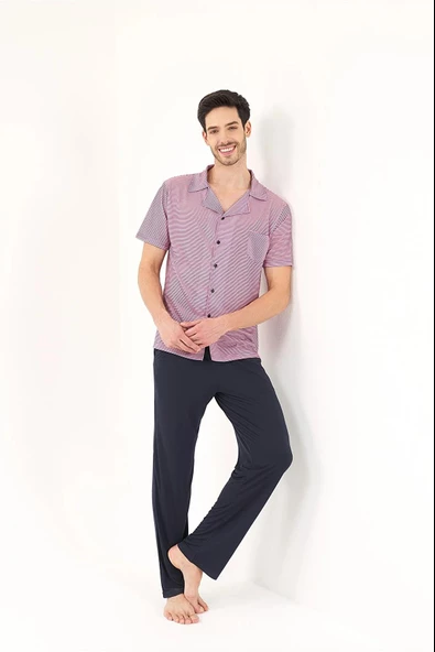 YENİ İNCİ ÖNDEN DÜĞMELİ 3'LÜ PİJAMA TAKIM 823