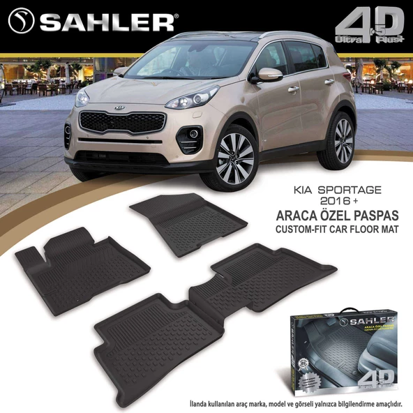 Sahler Kia Sportage 2016-2021  4.5D Havuzlu Paspas Siyah ürün görseli
