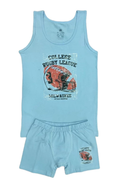 Erkek Çocuk Rugby Baskılı Atlet Boxer Takım 6051 BGL-ST03486 - 3