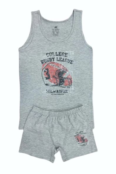 Erkek Çocuk Rugby Baskılı Atlet Boxer Takım 6051 BGL-ST03486 - 6