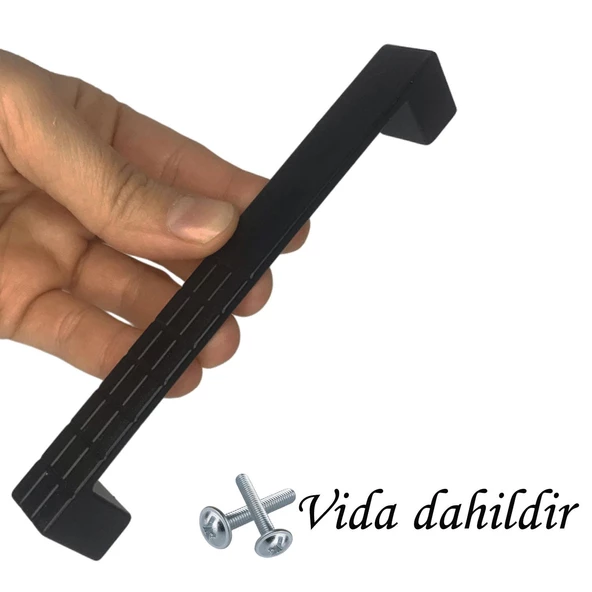 8 Adet Bihter Desenli Kulp 128 mm Siyah Mutfak Kulpu Çekmece Dolap Kapak Kulbu Metal  Mobilya Dolabı - 3