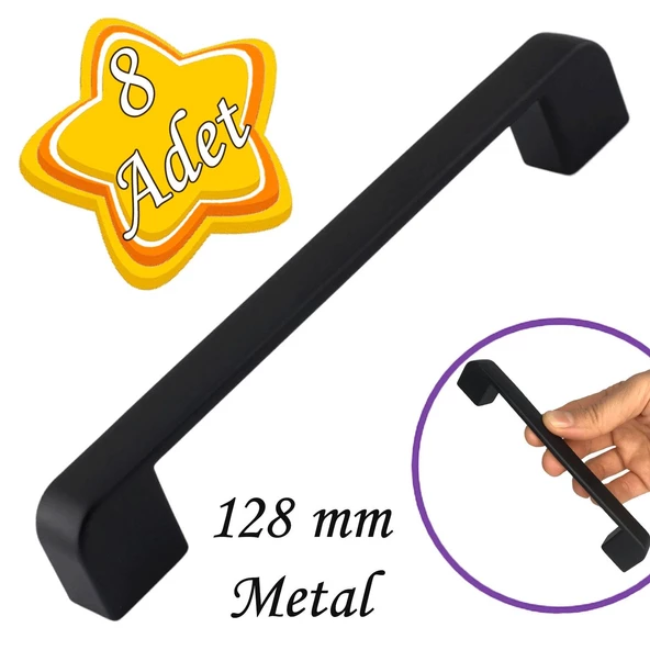 8 Adet Oval Marmara Kulp 128 mm Siyah Mutfak Kulpu Çekmece Dolap Kapak Kulbu Metal  Mobilya Dolabı