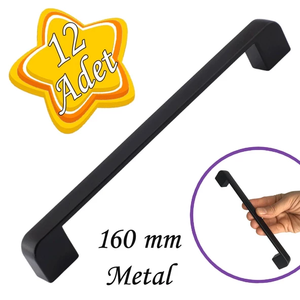 12 Adet Oval Marmara Kulp 160 mm Siyah Mutfak Kulpu Çekmece Dolap Kapak Kulbu Metal  Mobilya Dolabı