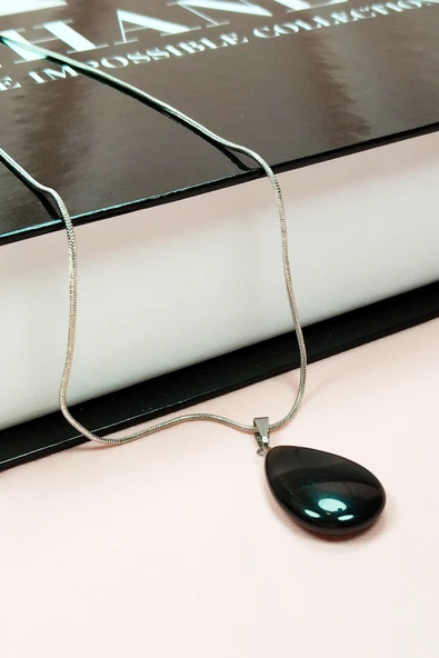 Onix Kuvars Doğal Taşı Zincirli El Yapımı Kolye Uç: 2 cm Zincir: 20 cm Kutulu - Resim 7