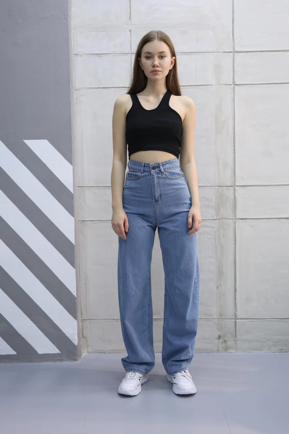 Baggy model arka kemer detaylı kot pantolon 799999