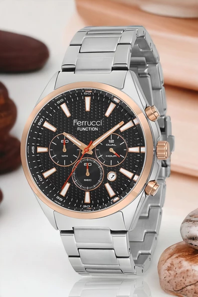 Ferrucci Function Erkek Kol Saati Gümüş-Rose Renk FC.13679TM.03+Bileklik zmfer131