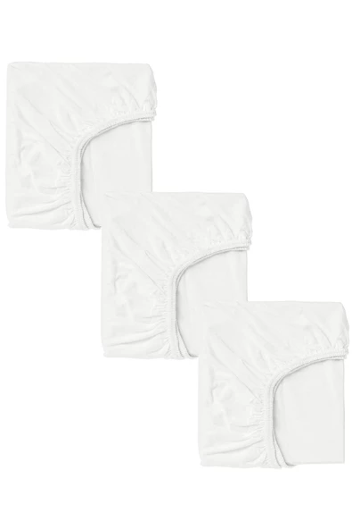 3 Adet Pamuklu ve Lastikli 60 x 120 x 15 cm Penye Bebek Çarşaf - 9