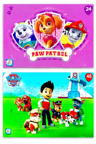 Paw Patrol Ryder ve Arkadaşları 2 li Puzzle Yapboz Set (24+48parça)