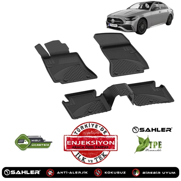 Sahler Mercedes C Seri W206   4.5D Havuzlu Paspas Siyah - 2
