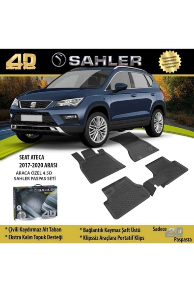 Sahler Seat Ateca  2017-2022   4.5D Havuzlu Paspas Siyah