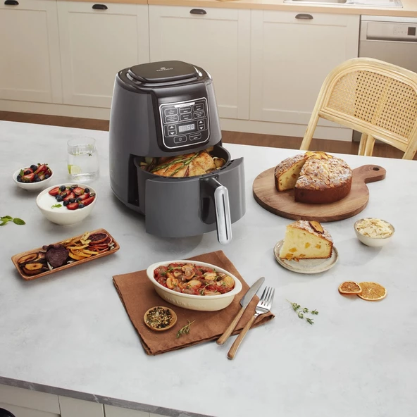 Karaca Air Pro Cook XL 2 in 1 Konuşan Airfryer Space Gray 4 Kişilik - 9