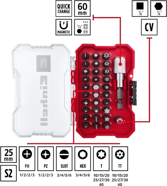 Einhell delici ve vidalama uç seti 32 parça XS-CASE kutu - 49118693 - 3