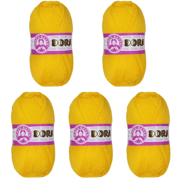 Ören Bayan Dora Örgü İpi - Koyu Sarı - 5'Li Paket - ( Renk Kodu : 029 ) ürün görseli 1