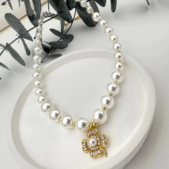 İncili Yonca Kolye - 7