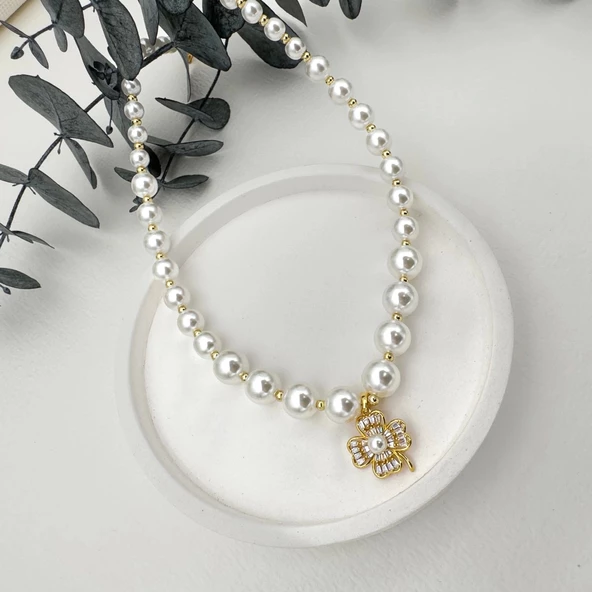 İncili Yonca Kolye - 3