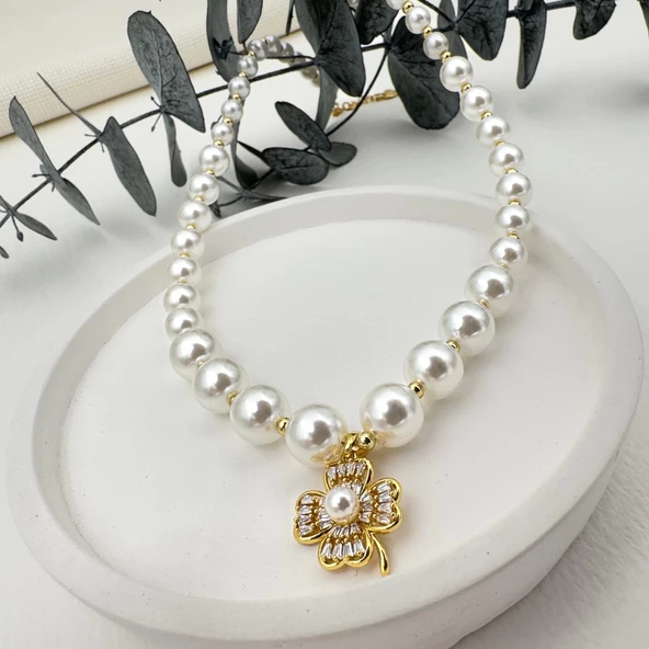 İncili Yonca Kolye - 6