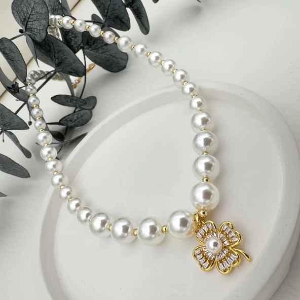 İncili Yonca Kolye - 5