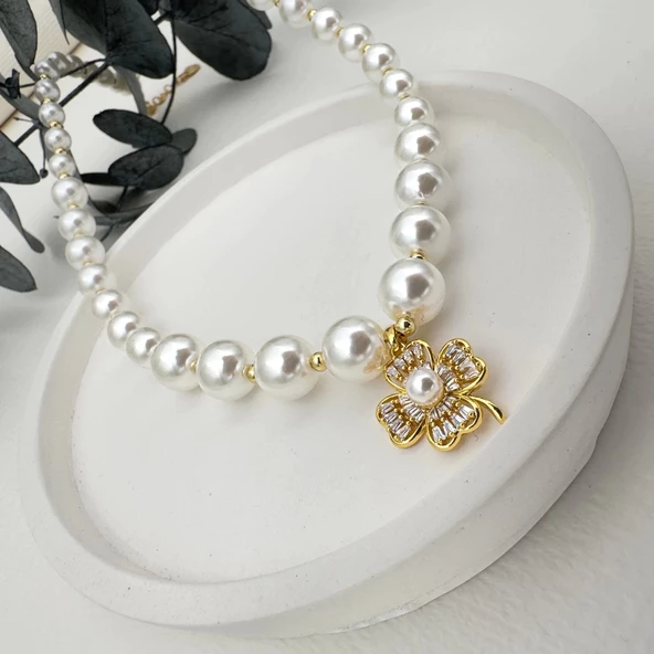 İncili Yonca Kolye - 4