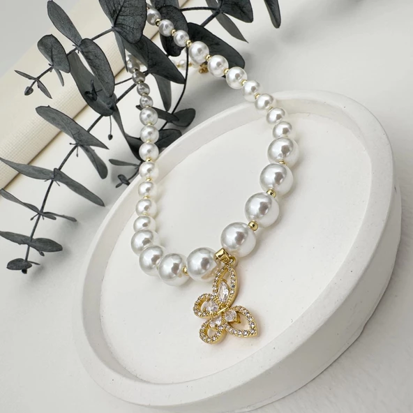 İncili Kelebek Kolye - 6