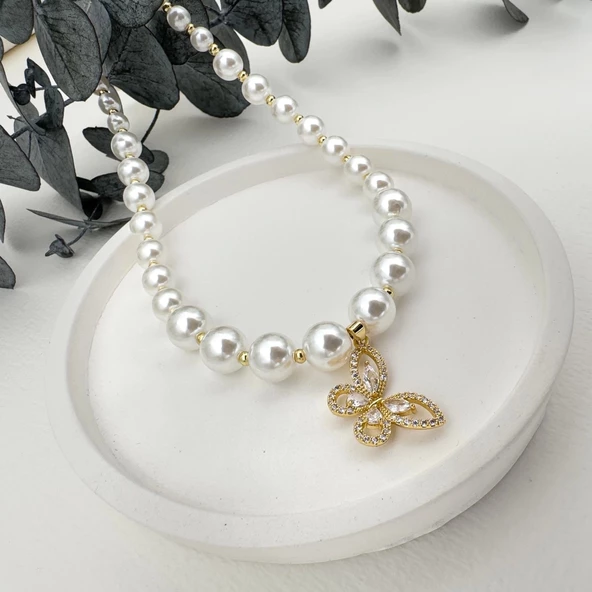 İncili Kelebek Kolye - 2