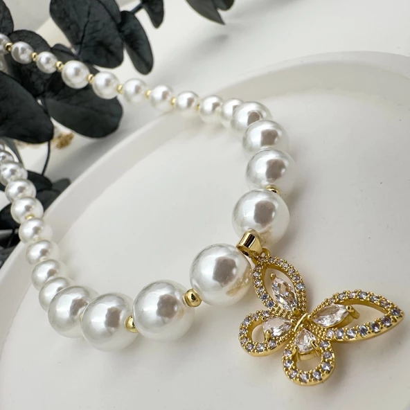 İncili Kelebek Kolye - 3