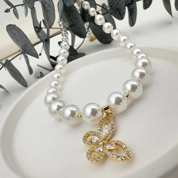 İncili Kelebek Kolye - 7