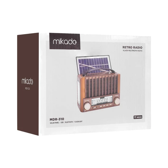 Mikado MDR-310 Ahşap USB- TF Destekli FM/AM/SW+BT+SOLAR 3 Band Klasik Radyo - 37463 - 5