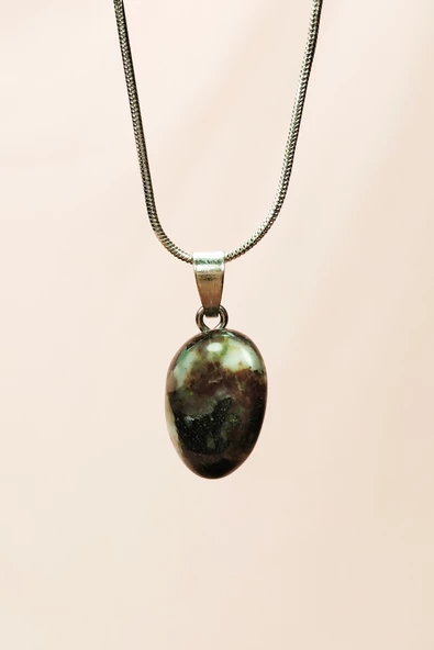 Turmalin Doğal Taşı Zincirli El Yapımı Kolye Uç: 2 cm Zincir: 20 cm Kutulu - 3