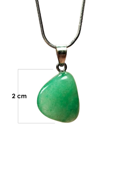 Yeşim Taşı Doğal Taşı Zincirli El Yapımı Kolye Uç: 2 cm Zincir: 20 cm Kutulu - 3