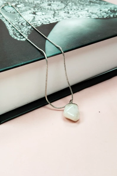 Aytaşı Doğal Taşı Zincirli El Yapımı Kolye Uç: 2 cm Zincir: 20 cm Kutulu - 6