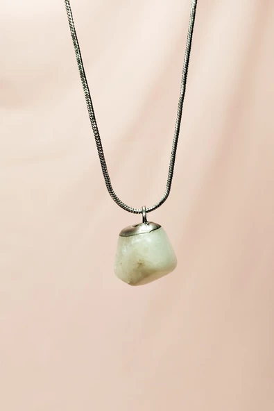 Aytaşı Doğal Taşı Zincirli El Yapımı Kolye Uç: 2 cm Zincir: 20 cm Kutulu - 4