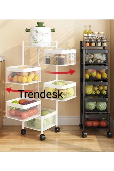 TRENDESK 5 Katlı Lux Beyaz  Metal Patates Soğan Sebze Meyve Sepeti Sebzelik - 4