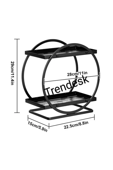 TRENDESK Servis Sunum Ikramlık Siyah Büyük Lüks 2 Katlı Organizer Mutfak Düzenleyici Pasta Standı - 3