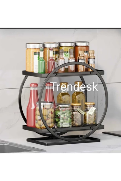 TRENDESK Servis Sunum Ikramlık Siyah Büyük Lüks 2 Katlı  Organizer Mutfak Düzenleyici Pasta Standı