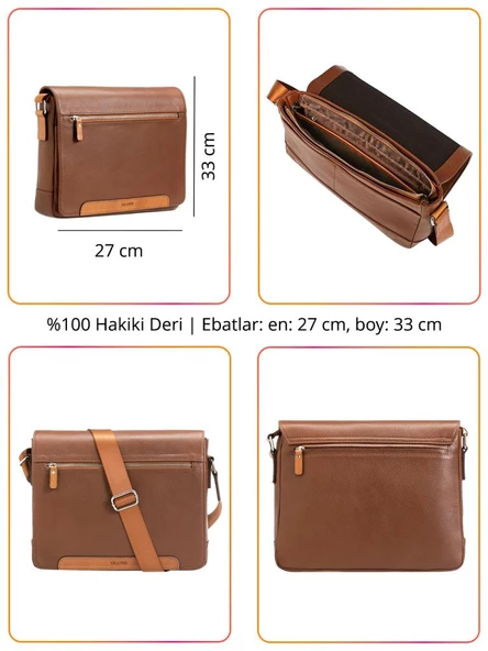 Grande Hakiki Deri Erkek Postacı Çantası Siyah 4253 - 2