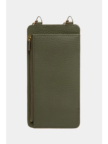 Grande Hakiki Deri Kadın Telefon Çantası Yeşil 2783 - Resim 4