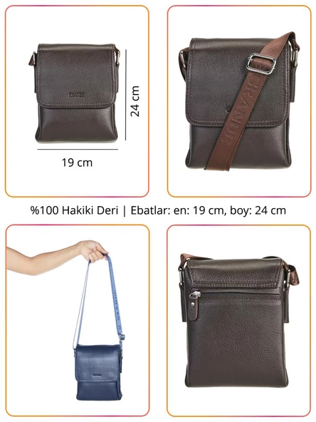 Grande Hakiki Deri Erkek Postacı Çantası Taba 4269 - 2