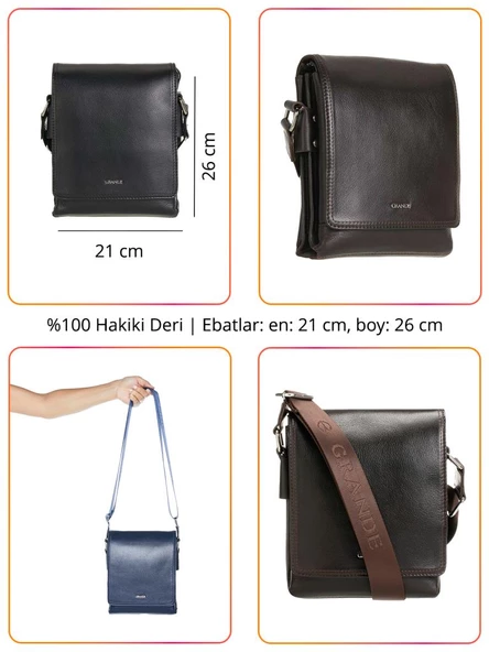 Grande Hakiki Deri Erkek Postacı Çantası Taba 4264 - 2
