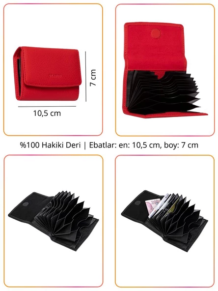 Grande Hakiki Deri Kartlık Kırmızı 841 - 2