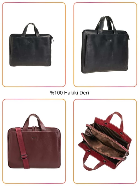 Grande Erkek Hakiki Deri Evrak Çantası Siyah 6873 - 3
