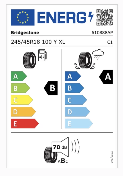 Bridgestone 245/45R18 100Y Xl Turanza 6 B-A-70  Yaz Oto Lastiği (Üretim Yılı: 2023)