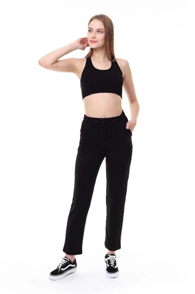 Kadın Tek alt Eşofman Düz Paça Siyah 3000 - Resim 3