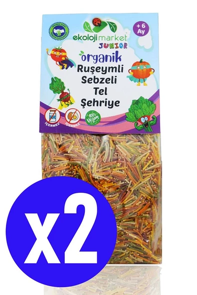 Organik Ruşeymli Sebzeli Bebek Makarnası Tel Şehriye 250 Gr (2 Adet) (Süt Ve Yumurta İçermez)