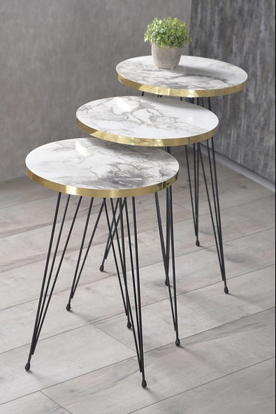 Zigon Sehpa Siyah Tel Ayak Altın Efes 1052 ürün görseli 1