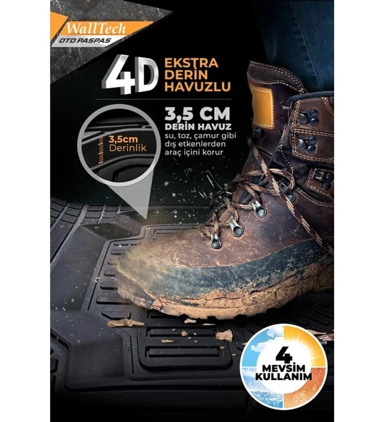 Opel Mokka 2012-2020 Uyumlu Havuzlu Oto Paspas A+ Siyah - Resim 2