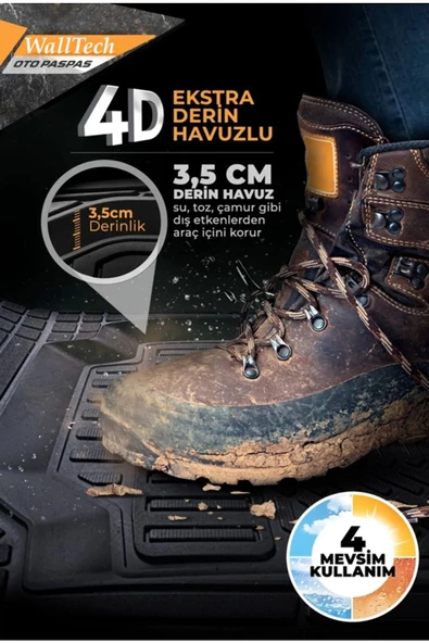 Dacia Lodgy Uyumlu Havuzlu Oto Paspas A+ Gri - Resim 2